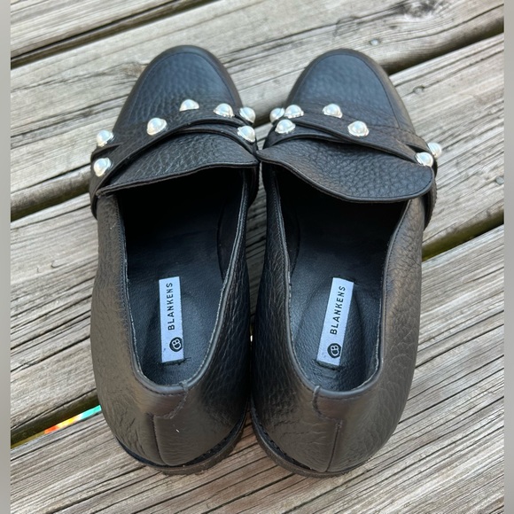 Blankens The Ebba Embellished Pebbled Leather Loafers | Size EU 42 US 11 - Picture 7 of 10